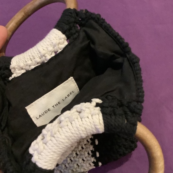Curateur Laude The Label GABBY Black and White Mini Macramé Bag NWT - Picture 5 of 9